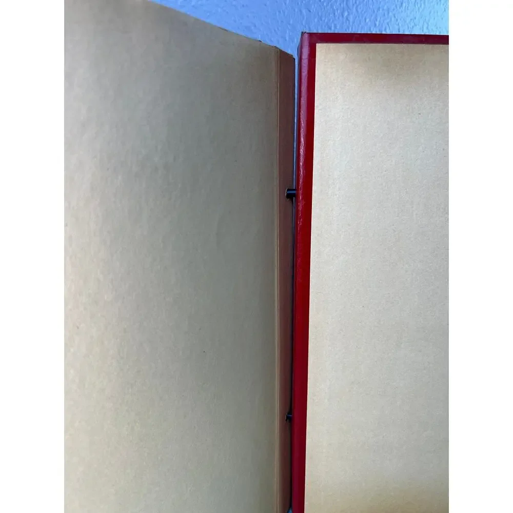 Vintage 1940s Embossed Native American Chief Scrapbook Red Faux Leather Album